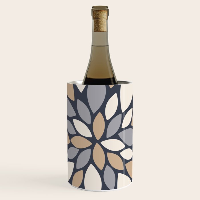 Gray Beige Flower Burst Petals Wine Chiller Gallery Image 1