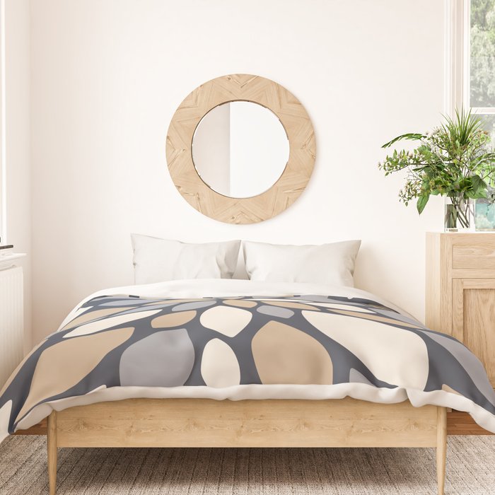 Gray Beige Flower Burst Petals Duvet Cover Gallery Image 3
