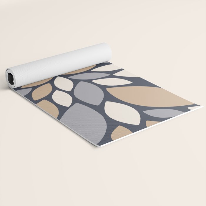 Gray Beige Flower Burst Petals Yoga Mat Gallery Image 2