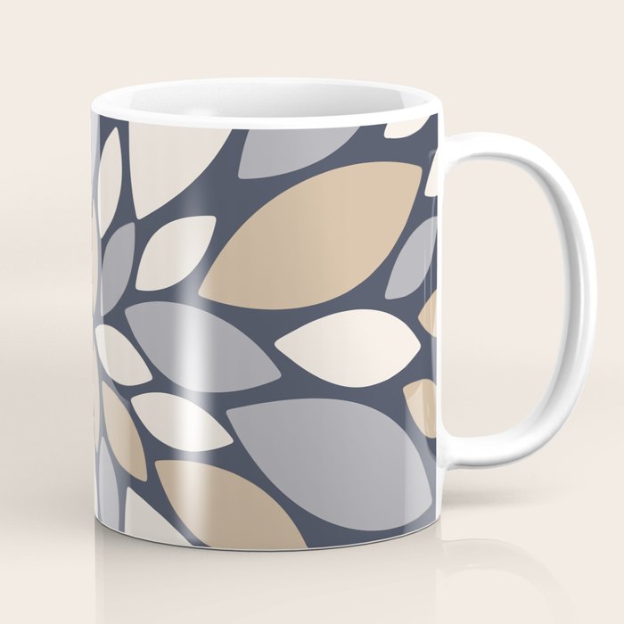 Gray Beige Flower Burst Petals Coffee Mug Gallery Image 1