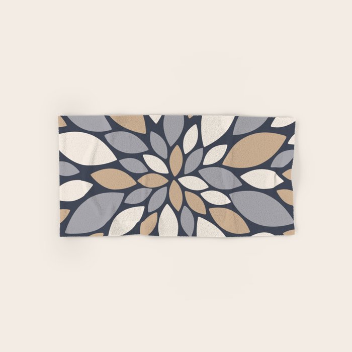 Gray Beige Flower Burst Petals Bath Towel Gallery Image 1