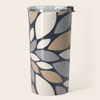 Gray Beige Flower Burst Petals Travel Mug Gallery Image 2