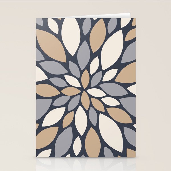 Gray Beige Flower Burst Petals Stationery Card Gallery Image 1