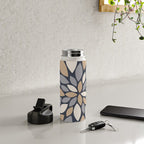 Gray Beige Flower Burst Petals Water Bottle Gallery Image 4