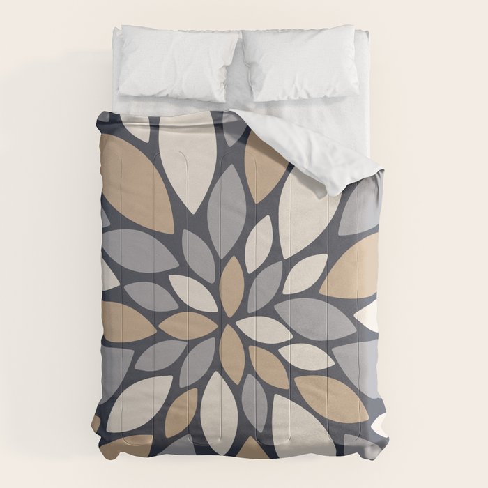 Gray Beige Flower Burst Petals Comforter Gallery Image 6