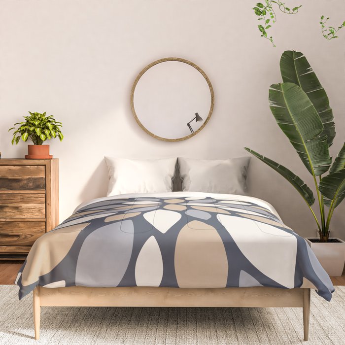Gray Beige Flower Burst Petals Comforter Gallery Image 3