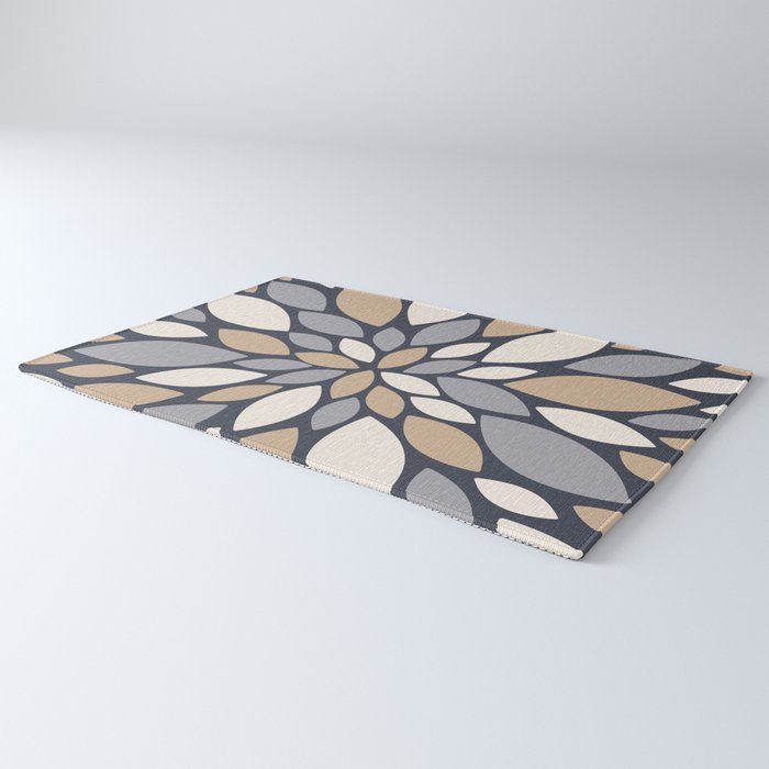 Gray Beige Flower Burst Petals Rug Gallery Image 3