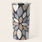 Gray Beige Flower Burst Petals Travel Mug Gallery Image 1