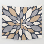 Gray Beige Flower Burst Petals Wall Tapestry Gallery Image 4
