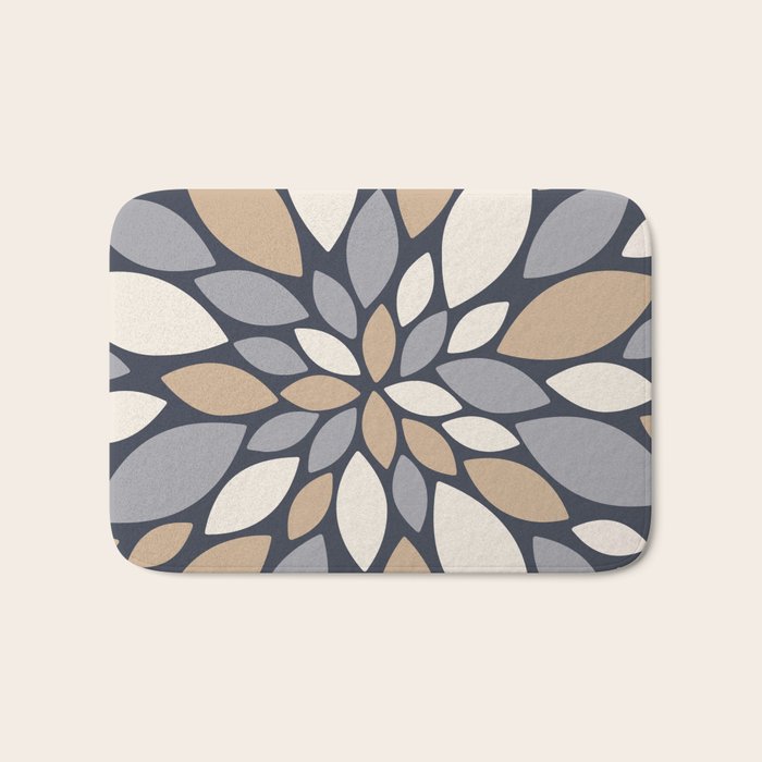 Gray Beige Flower Burst Petals Bath Mat Gallery Image 1