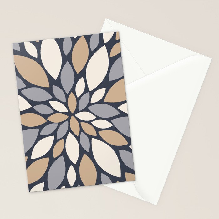 Gray Beige Flower Burst Petals Stationery Card Gallery Image 2