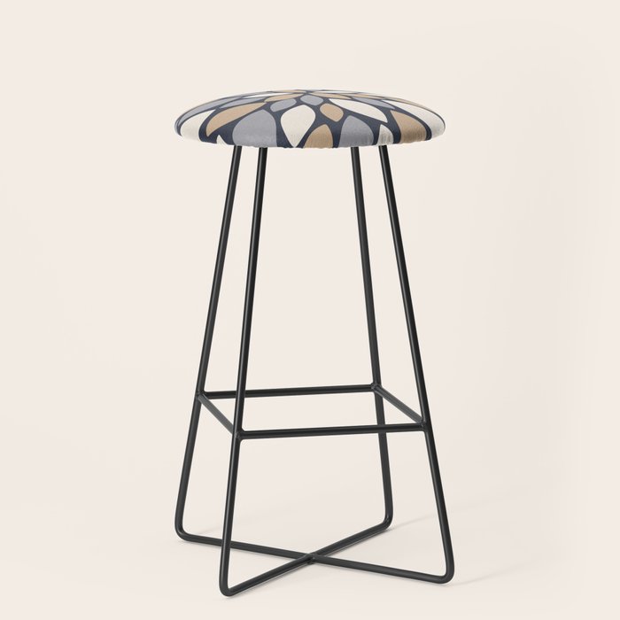 Gray Beige Flower Burst Petals Stool Gallery Image 1