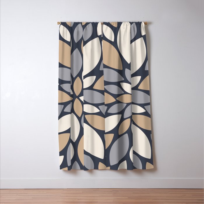 Gray Beige Flower Burst Petals Window Curtain Gallery Image 3