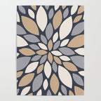 Gray Beige Flower Burst Petals Poster Gallery Image 4