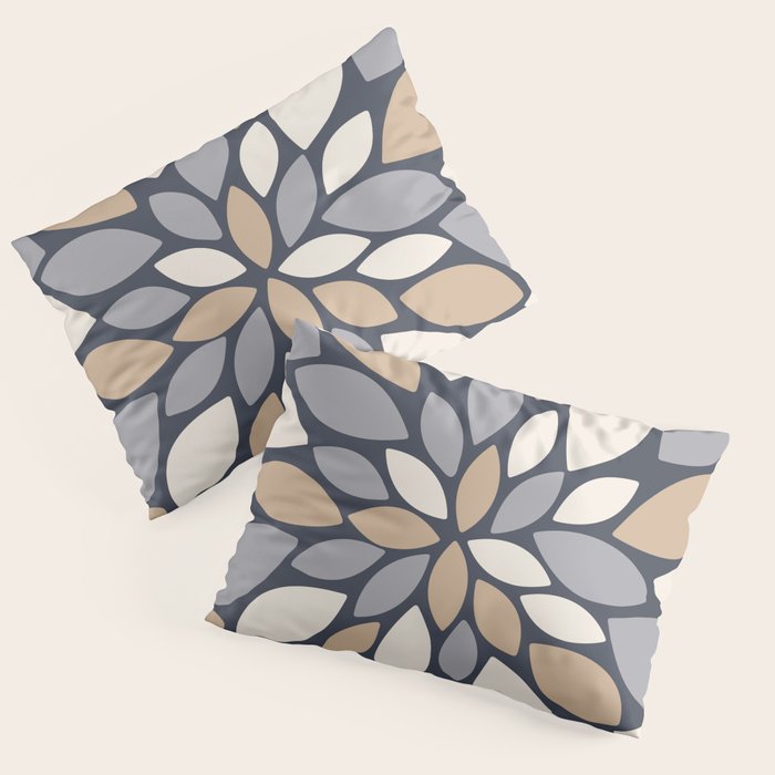 Gray Beige Flower Burst Petals Pillow Sham Gallery Image 3