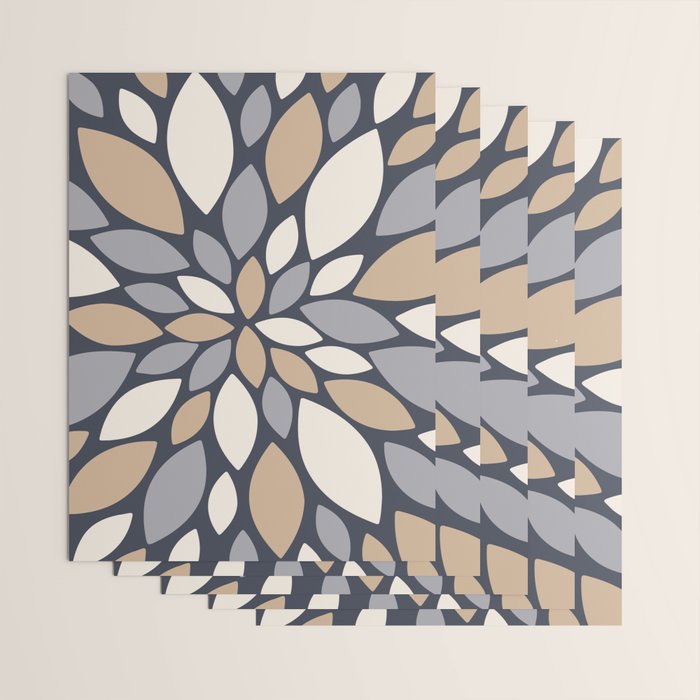 Gray Beige Flower Burst Petals Wrapping Paper Gallery Image 3