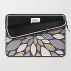Gray Beige Flower Burst Petals Laptop Sleeve Gallery Image 2