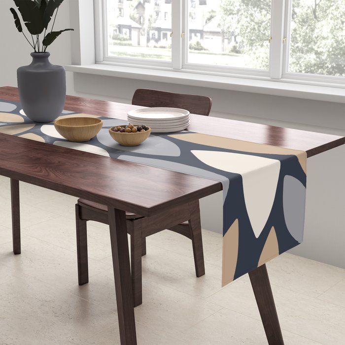 Gray Beige Flower Burst Petals Table Runner Gallery Image 2