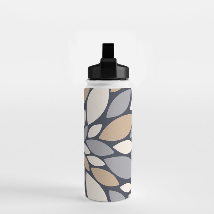 Gray Beige Flower Burst Petals Water Bottle Gallery Image 2