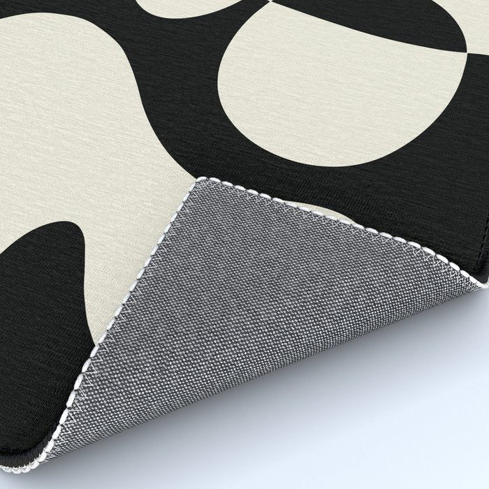 Mid Century Modern Organic Abstraction 235 Black and Ivory White Rug Gallery Image 4