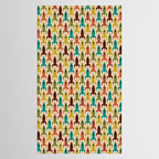 Retro Rockets - Midcentury Modern Rocket Pattern in Mid Mod Teal, Red, Olive, Mustard, and Beige on Bright Orange Tablecloth Gallery Image 2