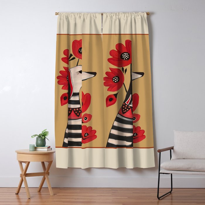 Striped Dog with Poppies Window Curtain Gallery Image 5