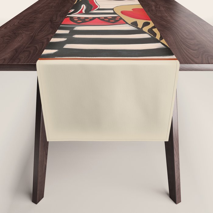 Striped Dog with Poppies Table Runner Gallery Image 1