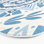 Folk Art Shapes Block Print - Blue Bath Mat Gallery Image 3