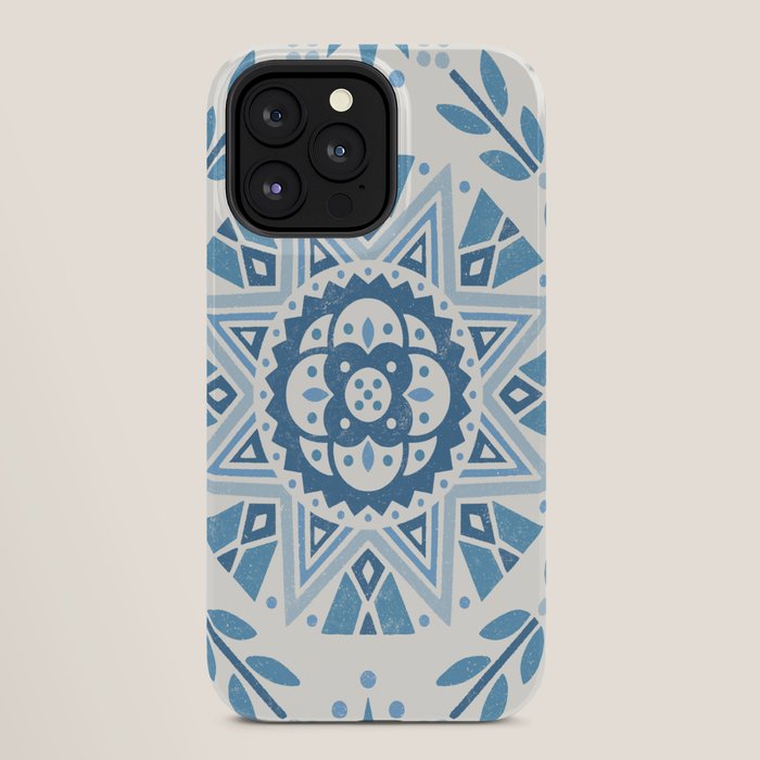 Folk Art Shapes Block Print - Blue iPhone Case Gallery Image 28