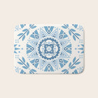 Folk Art Shapes Block Print - Blue Bath Mat Gallery Image 1