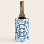 Folk Art Shapes Block Print - Blue Wine Chiller Gallery Image 1
