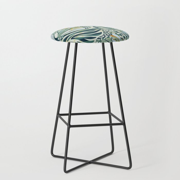 Abstract Retro Boho Butterfly Zebra Pattern - teal green Stool Gallery Image 1