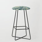 Abstract Retro Boho Butterfly Zebra Pattern - teal green Stool Gallery Image 1