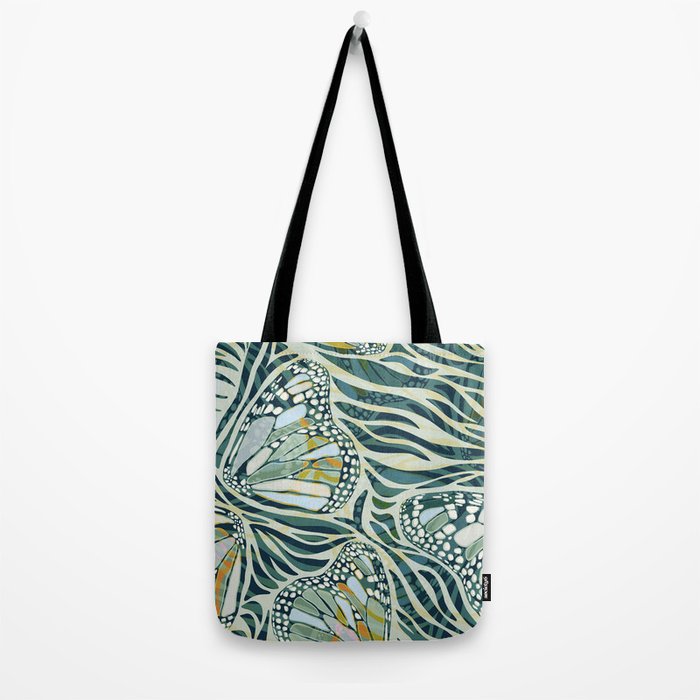 Abstract Retro Boho Butterfly Zebra Pattern - teal green Tote Bag Gallery Image 2