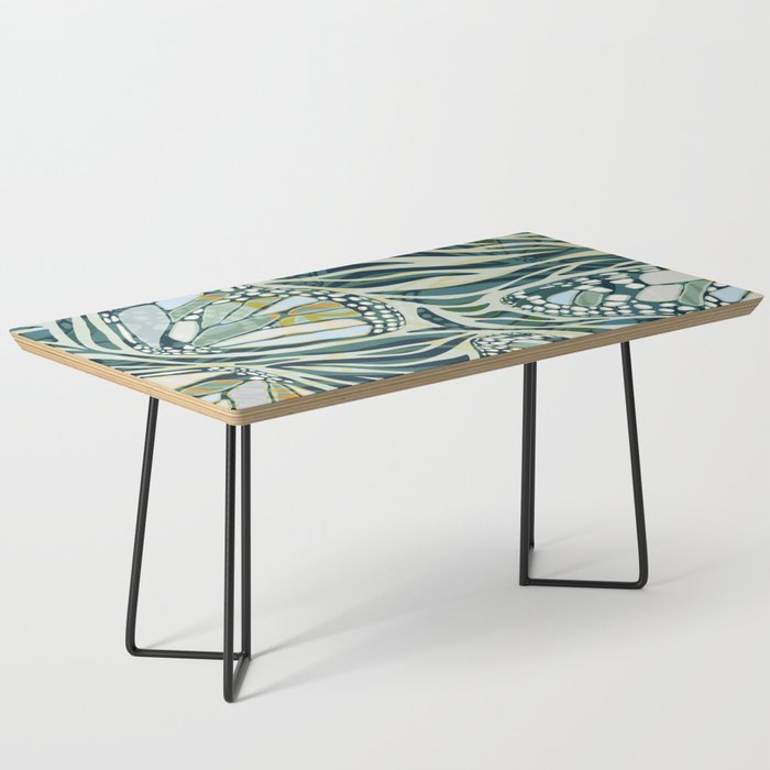 Abstract Retro Boho Butterfly Zebra Pattern - teal green Coffee Table Gallery Image 1