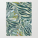 Abstract Retro Boho Butterfly Zebra Pattern - teal green Poster Gallery Image 4