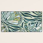 Abstract Retro Boho Butterfly Zebra Pattern - teal green Desk Mat Gallery Image 3