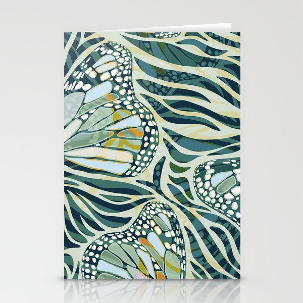 Abstract Retro Boho Butterfly Zebra Pattern - teal green Stationery Card Gallery Image 2