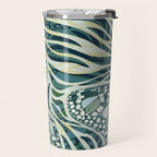 Abstract Retro Boho Butterfly Zebra Pattern - teal green Travel Mug Gallery Image 2