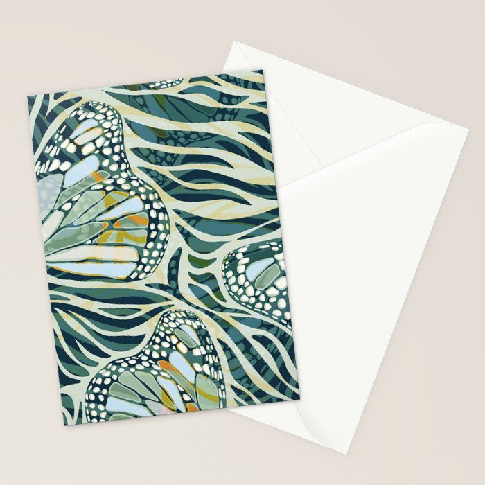 Abstract Retro Boho Butterfly Zebra Pattern - teal green Stationery Card Gallery Image 2