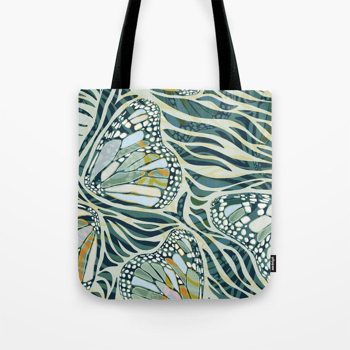 Abstract Retro Boho Butterfly Zebra Pattern - teal green Tote Bag Gallery Image 1