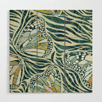 Abstract Retro Boho Butterfly Zebra Pattern - teal green Wood Wall Art Gallery Image 1