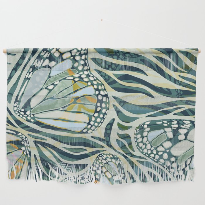 Abstract Retro Boho Butterfly Zebra Pattern - teal green Wall Hanging Gallery Image 1