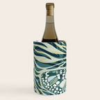 Abstract Retro Boho Butterfly Zebra Pattern - teal green Wine Chiller Gallery Image 3