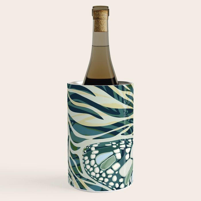 Abstract Retro Boho Butterfly Zebra Pattern - teal green Wine Chiller Gallery Image 3