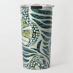Abstract Retro Boho Butterfly Zebra Pattern - teal green Travel Mug Gallery Image 1