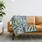 Abstract Retro Boho Butterfly Zebra Pattern - teal green Throw Blanket Gallery Image 1