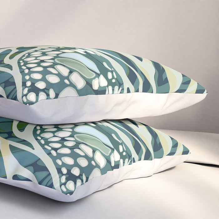 Abstract Retro Boho Butterfly Zebra Pattern - teal green Pillow Sham Gallery Image 3