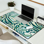 Abstract Retro Boho Butterfly Zebra Pattern - teal green Desk Mat Gallery Image 2