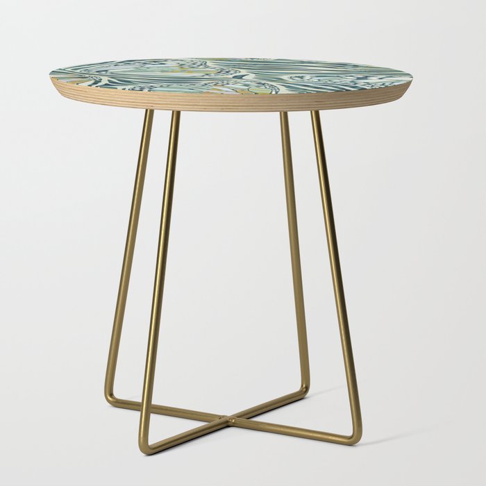 Abstract Retro Boho Butterfly Zebra Pattern - teal green Side Table Gallery Image 1